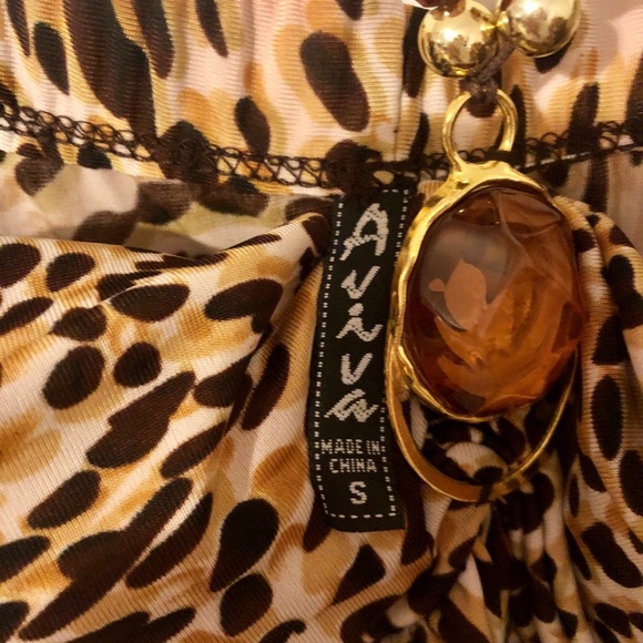 Leopard Paisley Beaded Strapless Dress Small - Picture 6 of 8